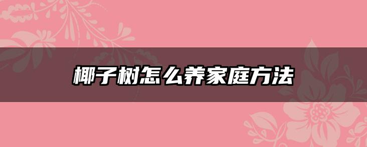 椰子树怎么养家庭方法