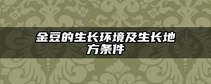 金豆的生长环境及生长地方条件