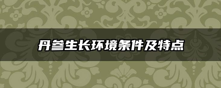 丹参生长环境条件及特点