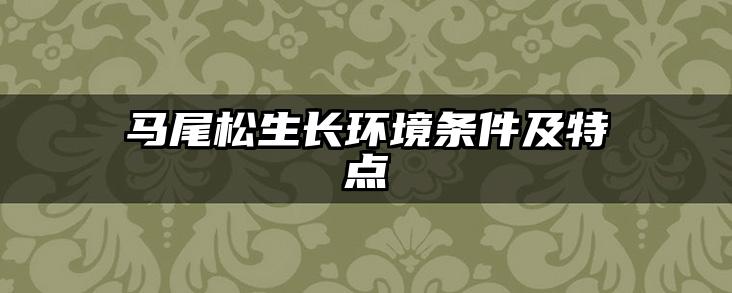 马尾松生长环境条件及特点