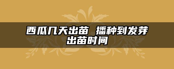 西瓜几天出苗 播种到发芽出苗时间