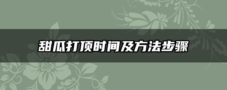 甜瓜打顶时间及方法步骤