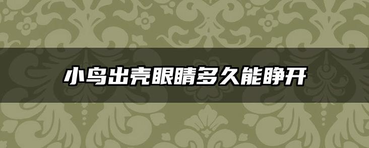 小鸟出壳眼睛多久能睁开