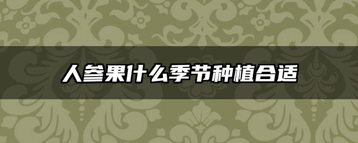 人参果什么季节种植合适