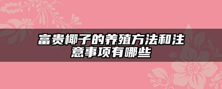 富贵椰子的养殖方法和注意事项有哪些