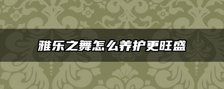 雅乐之舞怎么养护更旺盛