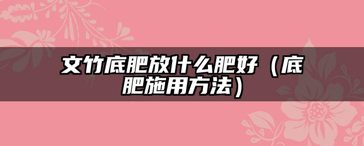 文竹底肥放什么肥好（底肥施用方法）