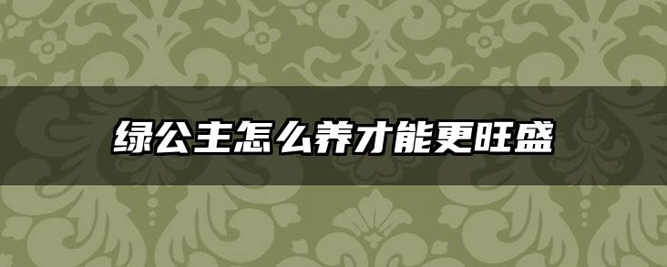 绿公主怎么养才能更旺盛
