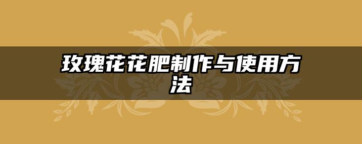 玫瑰花花肥制作与使用方法