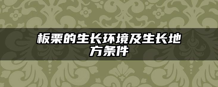 板栗的生长环境及生长地方条件