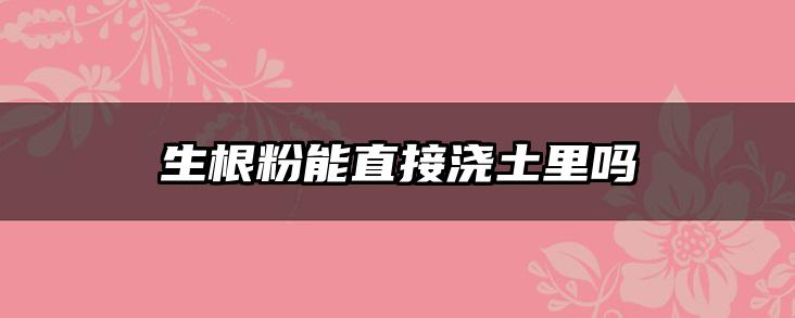 生根粉能直接浇土里吗
