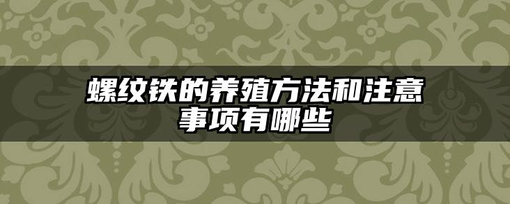螺纹铁的养殖方法和注意事项有哪些