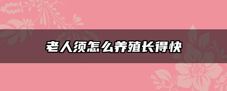老人须怎么养殖长得快