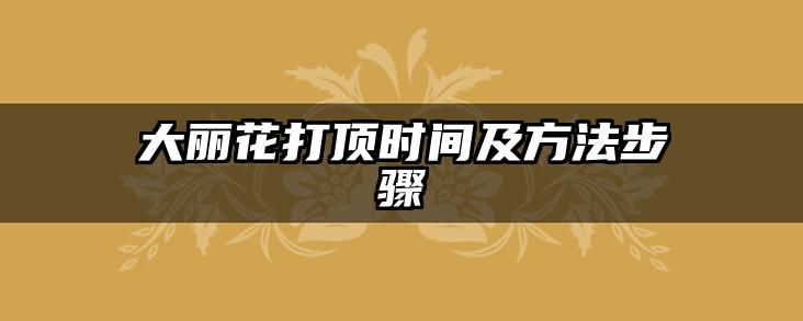 大丽花打顶时间及方法步骤
