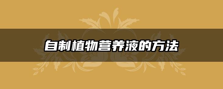自制植物营养液的方法