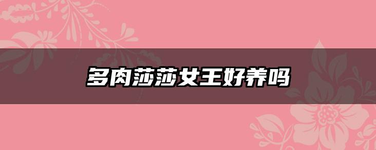 多肉莎莎女王好养吗