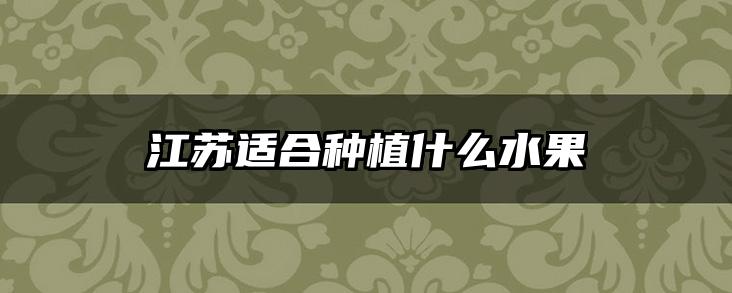 江苏适合种植什么水果
