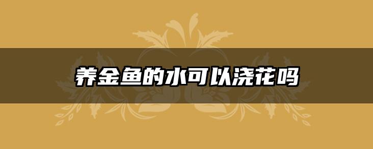 养金鱼的水可以浇花吗