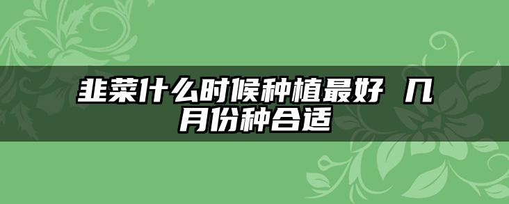 韭菜什么时候种植最好 几月份种合适