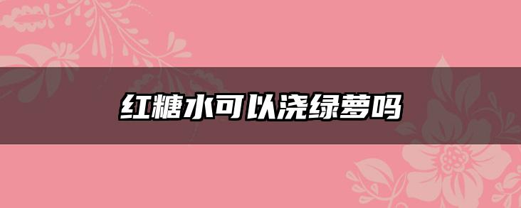 红糖水可以浇绿萝吗