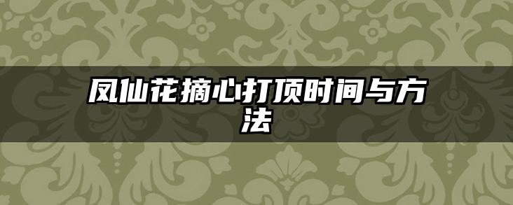 凤仙花摘心打顶时间与方法