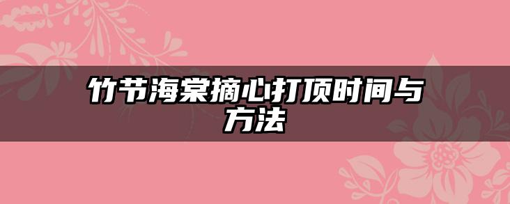 竹节海棠摘心打顶时间与方法