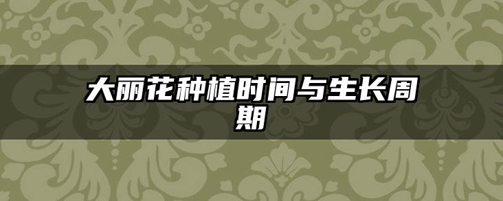 大丽花种植时间与生长周期