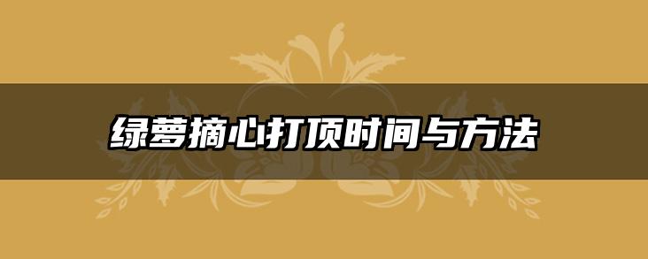 绿萝摘心打顶时间与方法