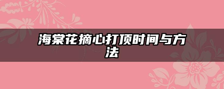 海棠花摘心打顶时间与方法