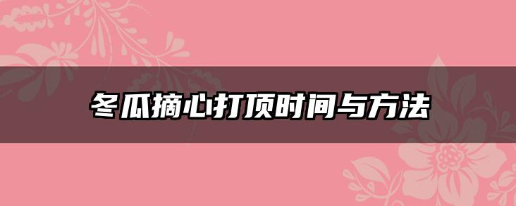 冬瓜摘心打顶时间与方法