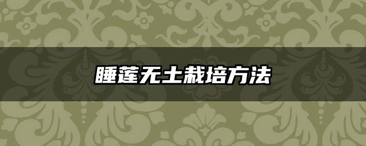 睡莲无土栽培方法