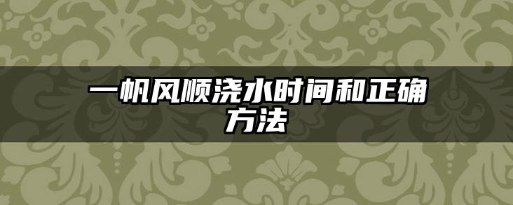 一帆风顺浇水时间和正确方法