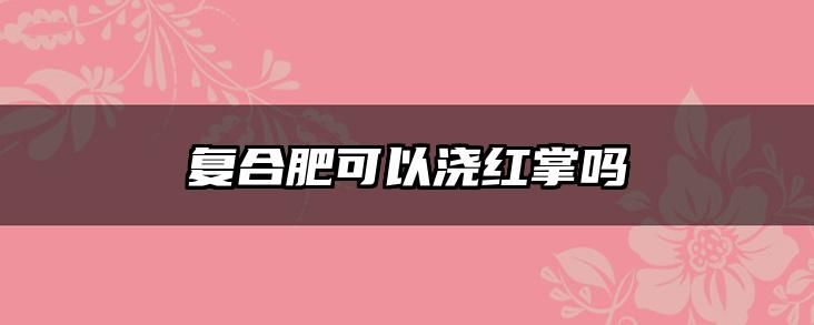 复合肥可以浇红掌吗