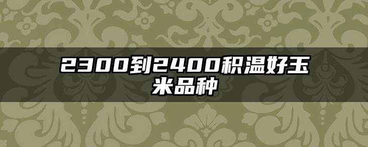2300到2400积温好玉米品种