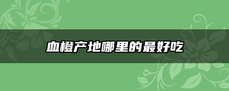 血橙产地哪里的最好吃