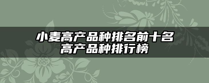 小麦高产品种排名前十名高产品种排行榜