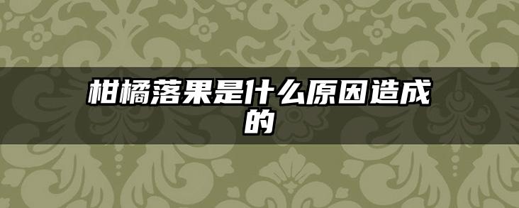 柑橘落果是什么原因造成的