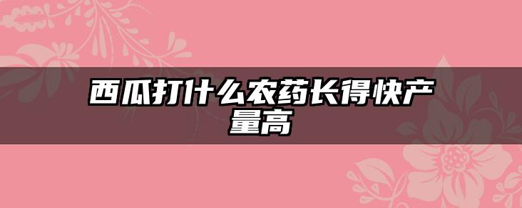 西瓜打什么农药长得快产量高