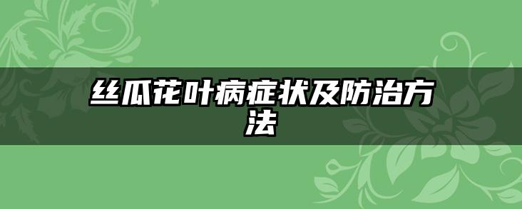 丝瓜花叶病症状及防治方法