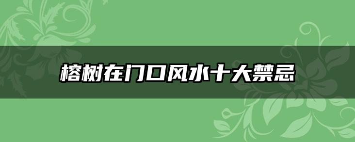 榕树在门口风水十大禁忌