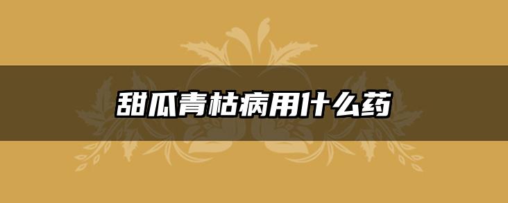甜瓜青枯病用什么药