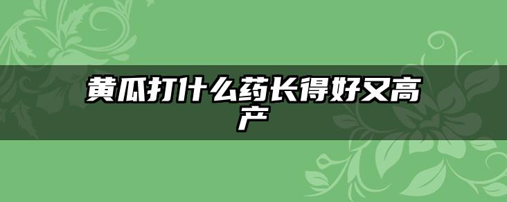 黄瓜打什么药长得好又高产