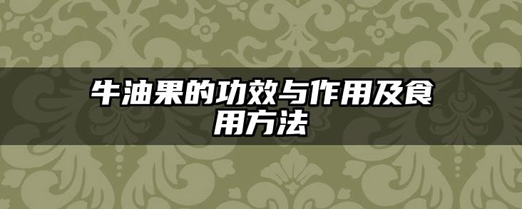 牛油果的功效与作用及食用方法