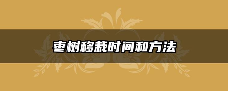 枣树移栽时间和方法