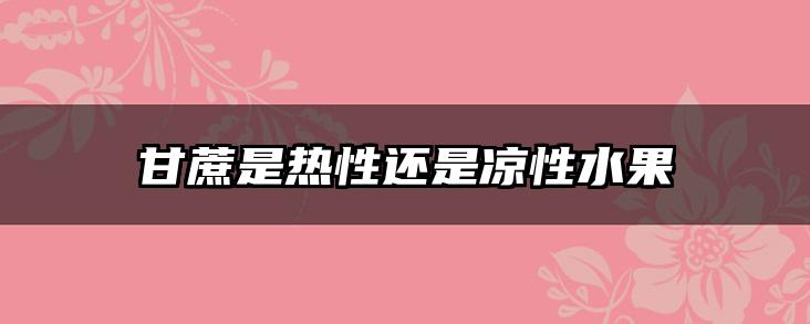 甘蔗是热性还是凉性水果