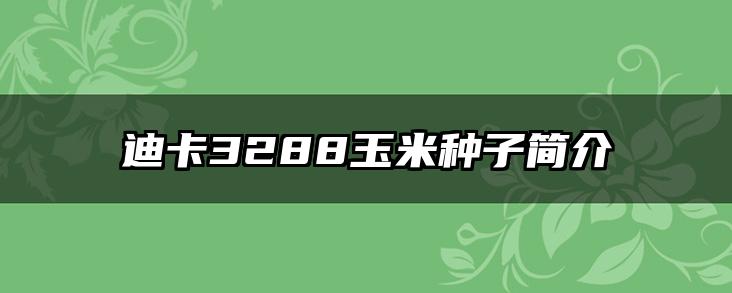 迪卡3288玉米种子简介