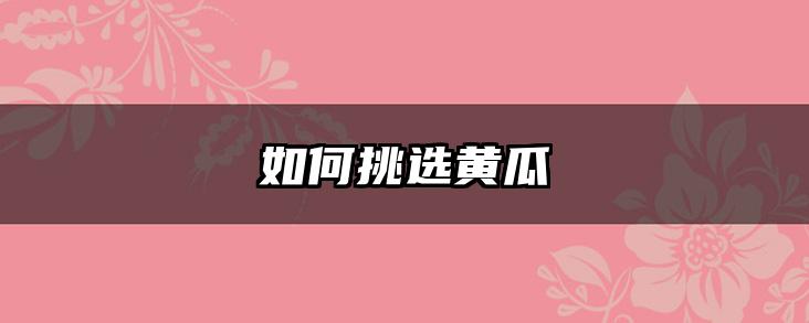 如何挑选黄瓜