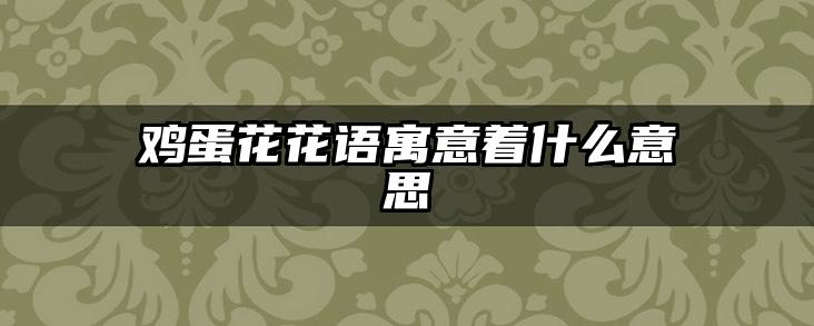 鸡蛋花花语寓意着什么意思
