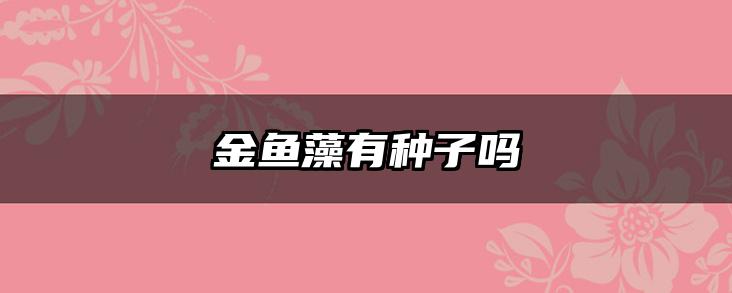 金鱼藻有种子吗