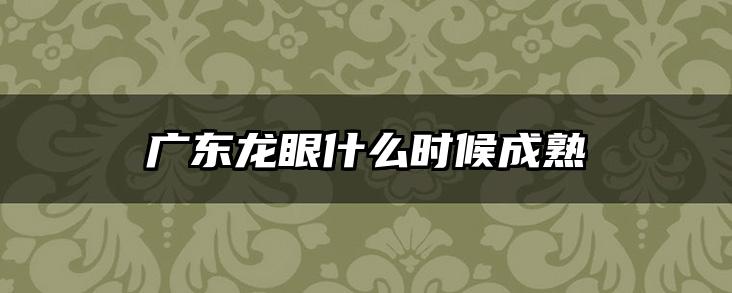 广东龙眼什么时候成熟